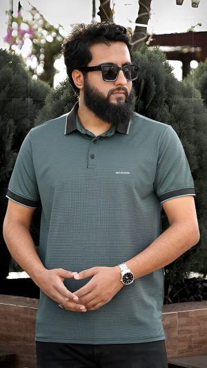 Premium China Spandex Polo - Green Check